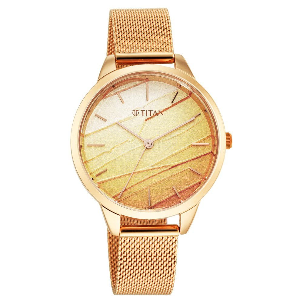 Titan Purple Glam It Up Multicoloured Dial Women Watch With Stainless Steel Strap