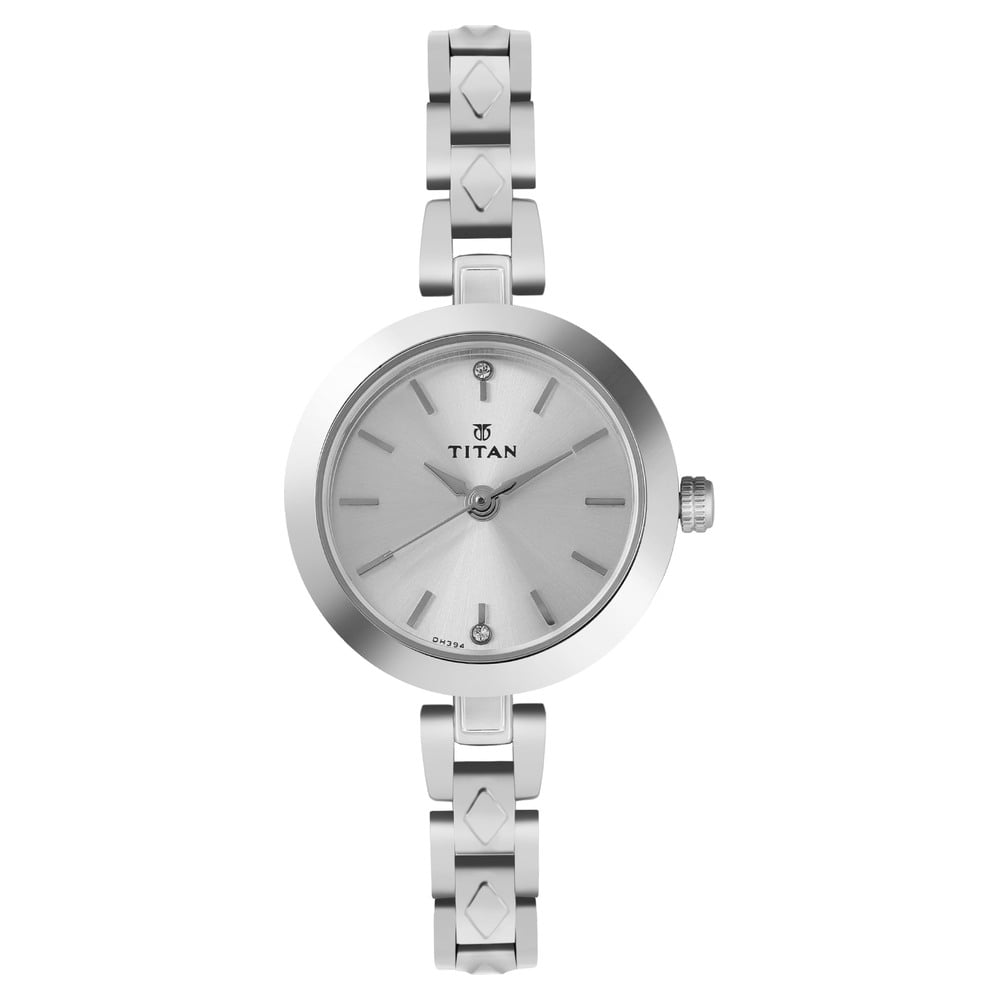 [2598SM01] Titan Quartz Analog Silver Dial Silver Stainless Steel Strap Watch For Women