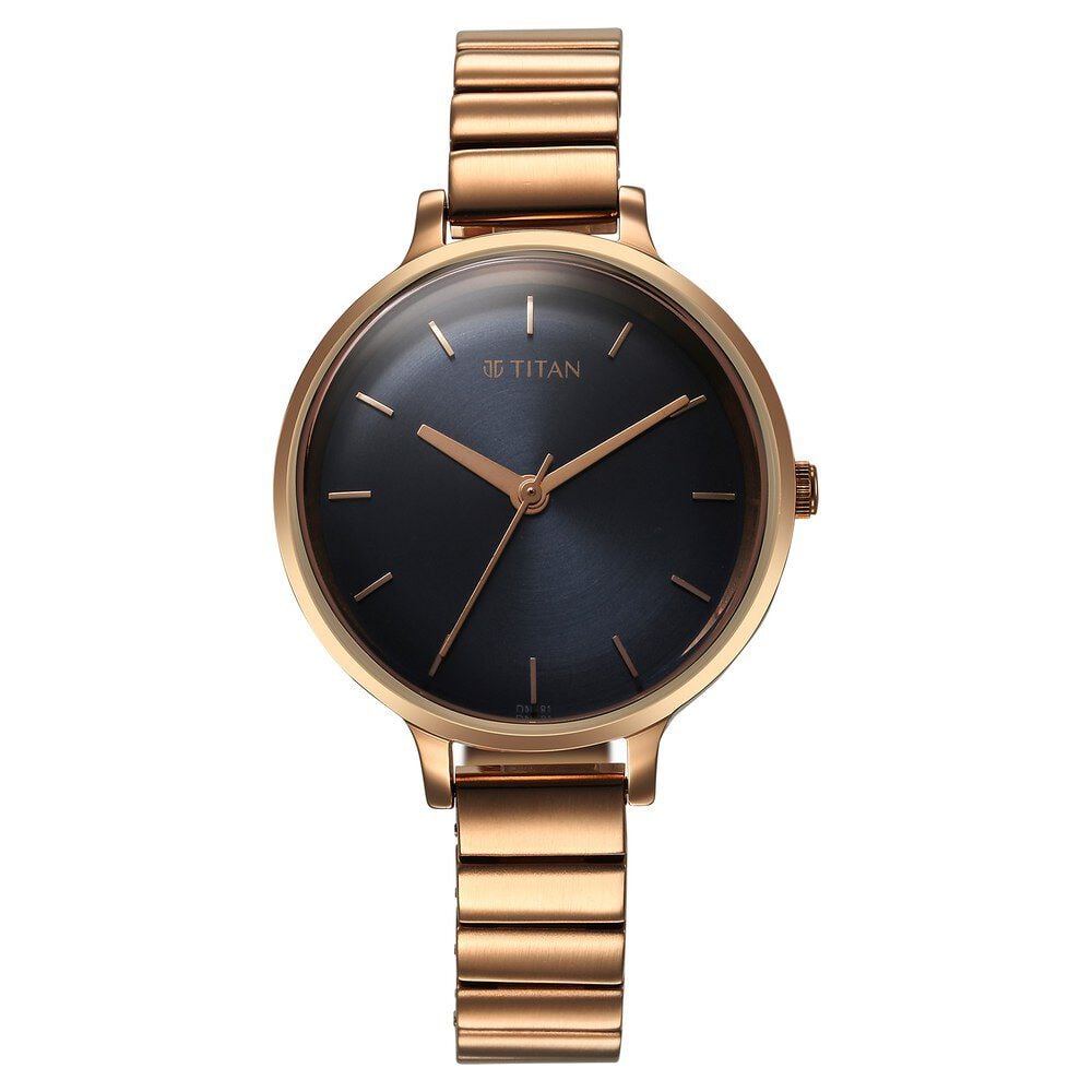 [2709wm01] Titan Secluded Quartz Analog Blue Dial Metal Strap Watch For Women