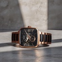 Titan Ceramic Fusion Automatic Square Black Dial Silver Dual-Toned Stainless Steel Bracelet Watch for Men