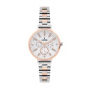 Logues Quartz Analogue Silver Dial Rose Two Tone Metal Strap Watch For Women