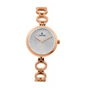 Logues Quartz Analogue Silver Dial Rose Metal Strap Watch For Women