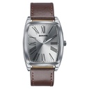 Sonata Ascent Quartz Analog Silver Dial Brown Leather Strap Tonneau Watch For Men