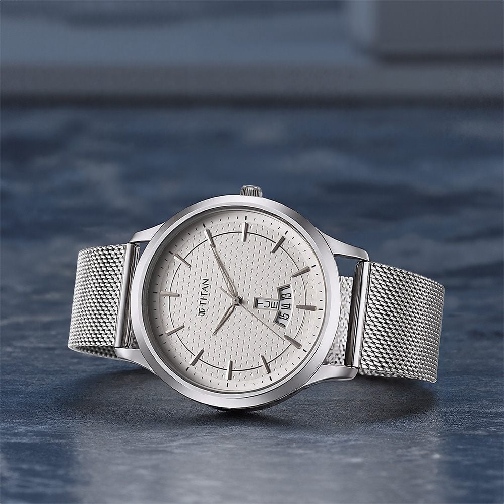 Titan Karishma Quartz Analog Silver Dial Stainless Steel Strap Watch for Men