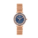 Logues Quartz Analogue Blue Dial Rose Metal Strap Watch For Women
