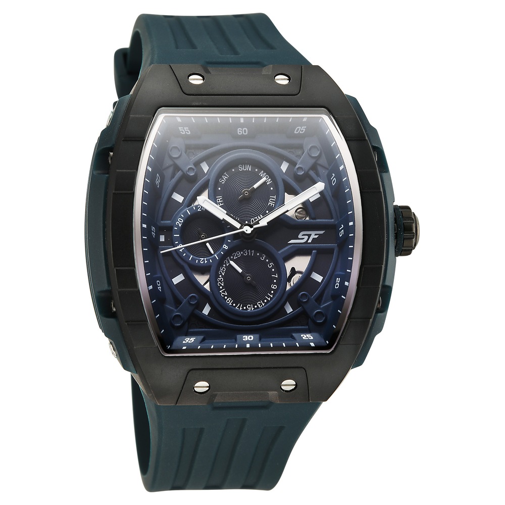 SF Maiden Voyage Sport Watch - Blue Dial & Strap - Tonneau Shaped Case with Multifunction movement