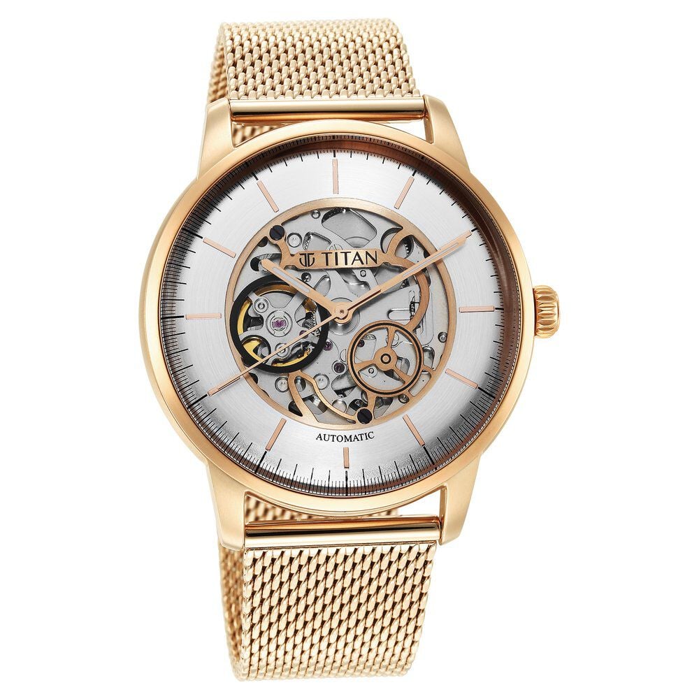 [90110WM01] Titan Mechanical White Dial Automatic watch for Men with Stainless Steel Strap