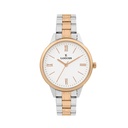 Logues Quartz Analogue Silver Dial Rose Dual Tone Metal Strap Watch For Women