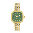 Logues Quartz Analogue Green Dial Gold Dual Tone Metal Strap Watch For Women