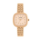 Logues Quartz Analogue Pink Dial Rose Gold Metal Strap Watch For Women