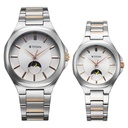 Titan Bandhan Quartz Analog Sun-Moon Silver Dial Two Toned Stainless Steel Strap Watch For Couple