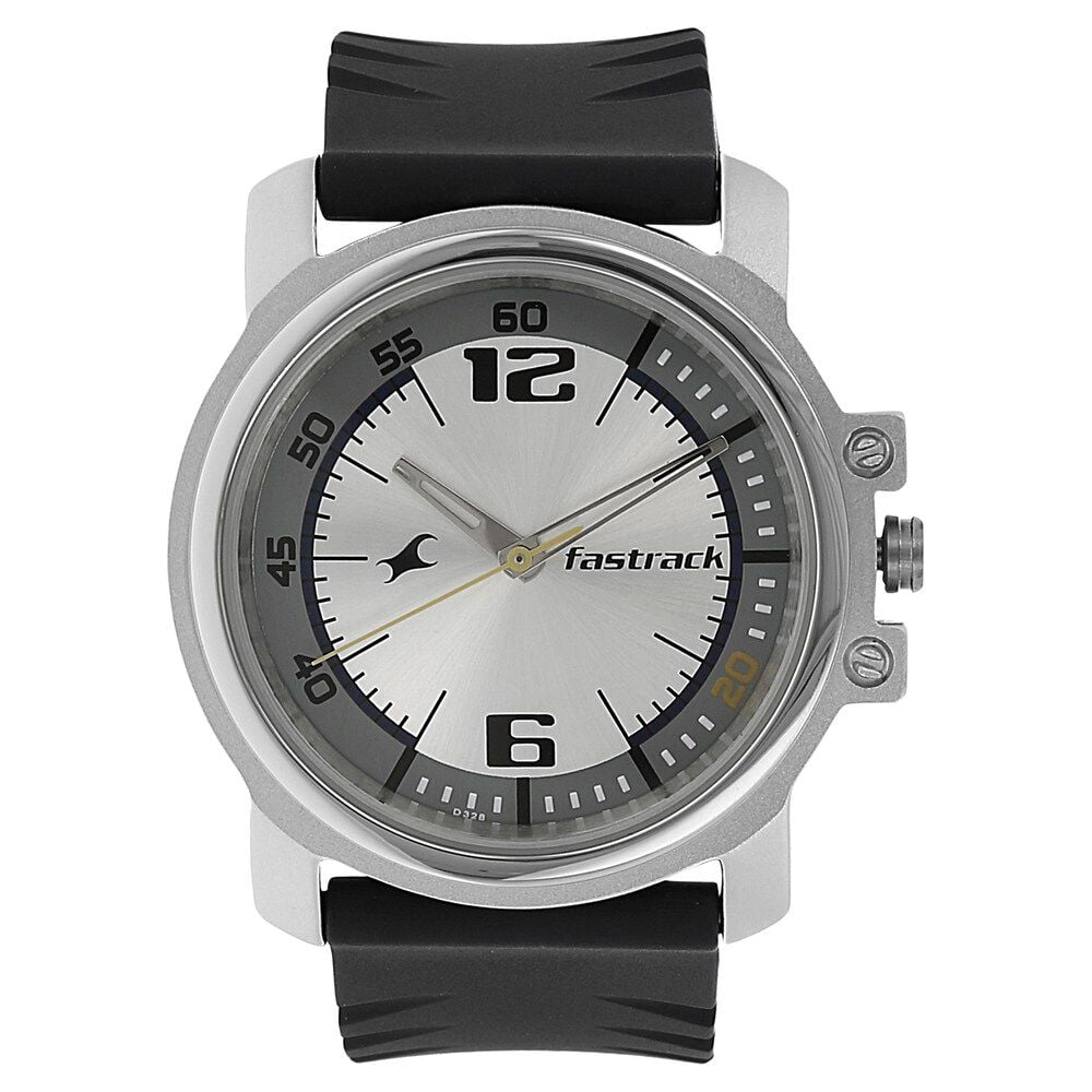 [3039SP01] Fastrack Quartz Analog White Dial Plastic Strap Watch for Guys