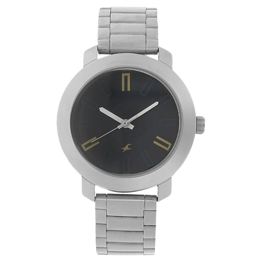 [3120SM02] Fastrack Quartz Analog Blue Dial Stainless Steel Strap Watch for Guys
