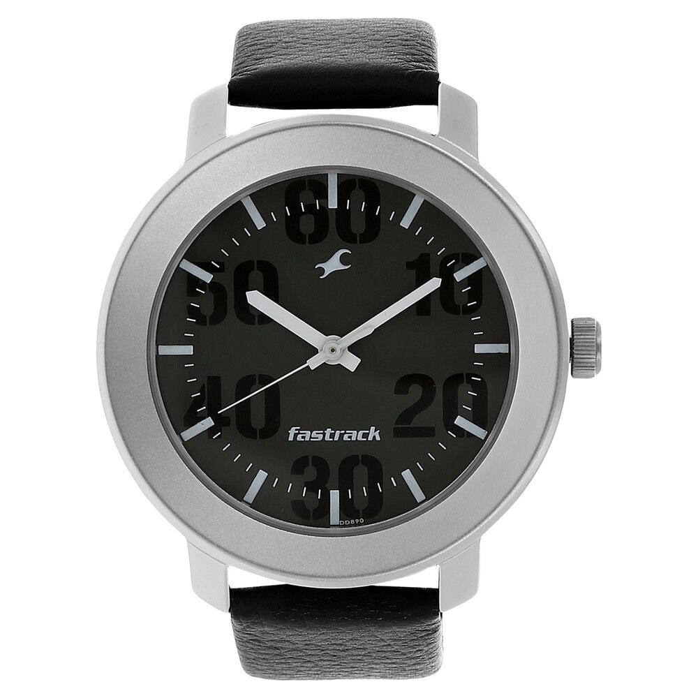 [3121SL02] Fastrack Quartz Analog Grey Dial Leather Strap Watch for Guys