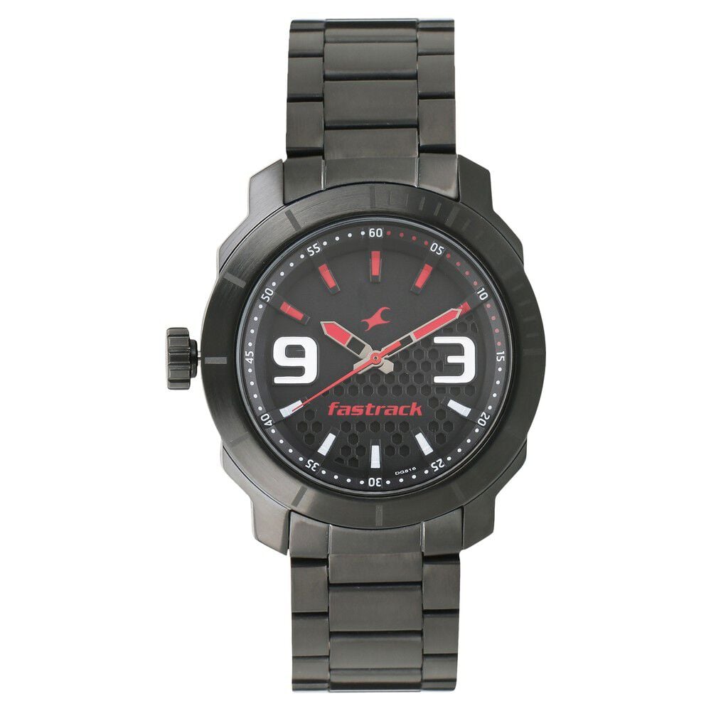 [3165NM01] Fastrack All Nighters Quartz Multifunction Brown Dial Metal Strap Watch for Guys