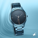 Fastrack Style Up Quartz Analog Blue Dial Stainless Steel Strap Watch for Guys