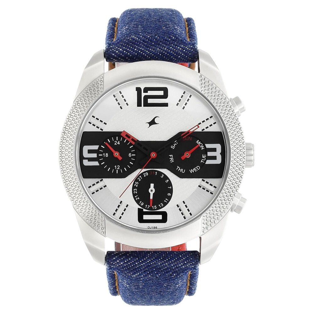 Fastrack Quartz Analog White Dial Leather Strap Watch for Guys