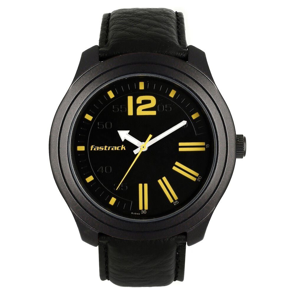 Fastrack All Nighters Quartz Analog Grey Dial Leather Strap Watch for Guys