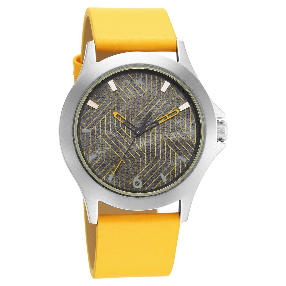 [3220SL01] Fastrack Quartz Analog Blue Dial Leather Strap Watch for Guys