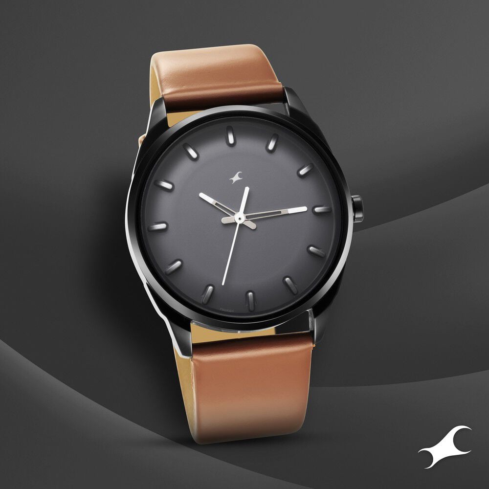 [3273NL02] Fastrack After Dark Blue Dial Leather Strap Watch for Guys