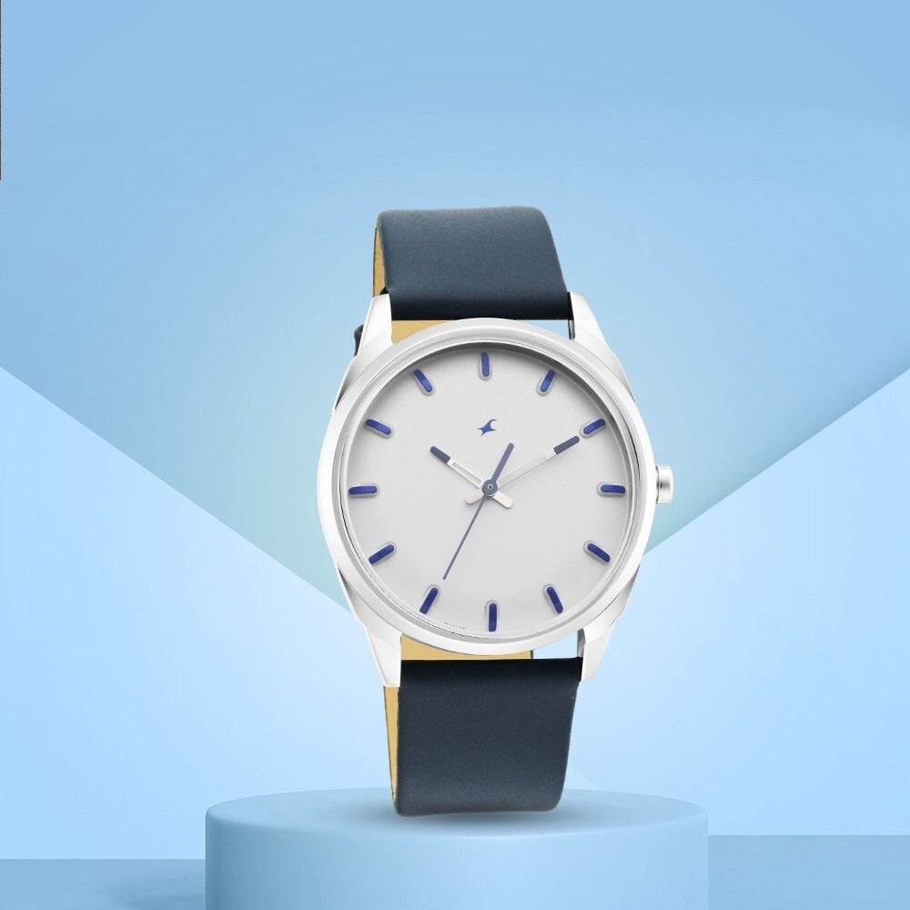 [3273SL01] Fastrack After Dark White Dial Leather Strap Watch for Guys