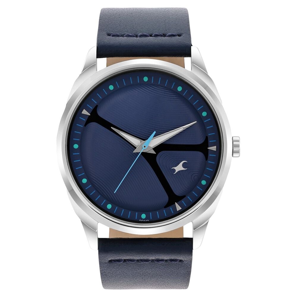 [3273SL03] Fastrack MetaWe Quartz Analog Blue Dial Leather Strap Watch For Guys