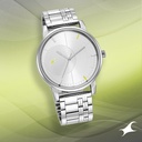 Fastrack Stunners Quartz Analog Silver Dial Metal Strap Watch for Guys