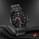 Fastrack Tick Tock Quartz Multifunction Black Dial Metal Strap Watch for Guys