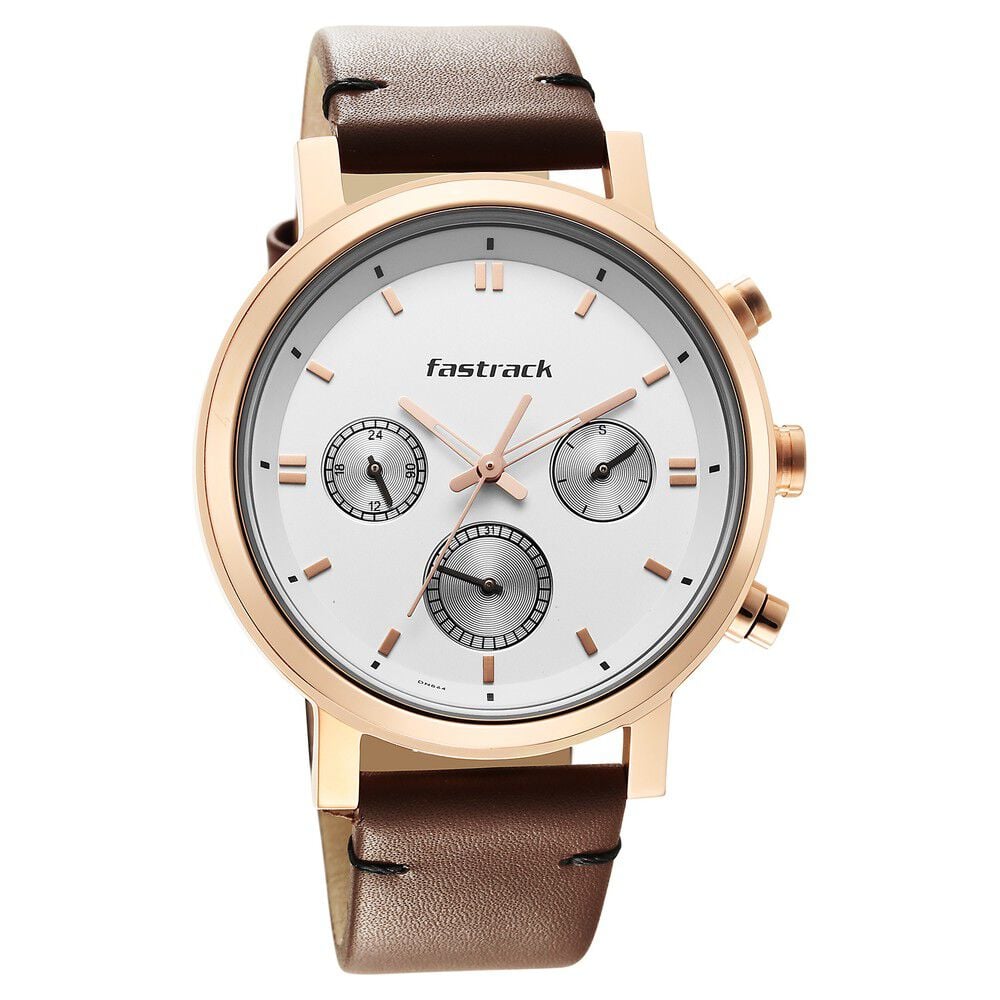 [3287WL01] Fastrack Tick Tock White Dial Watch for Guys