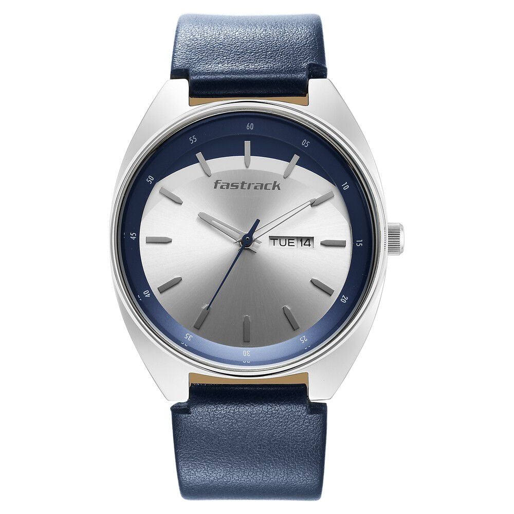 [3292SL01] Fastrack Snob X Silver Dial Leather Strap Watch for Guys