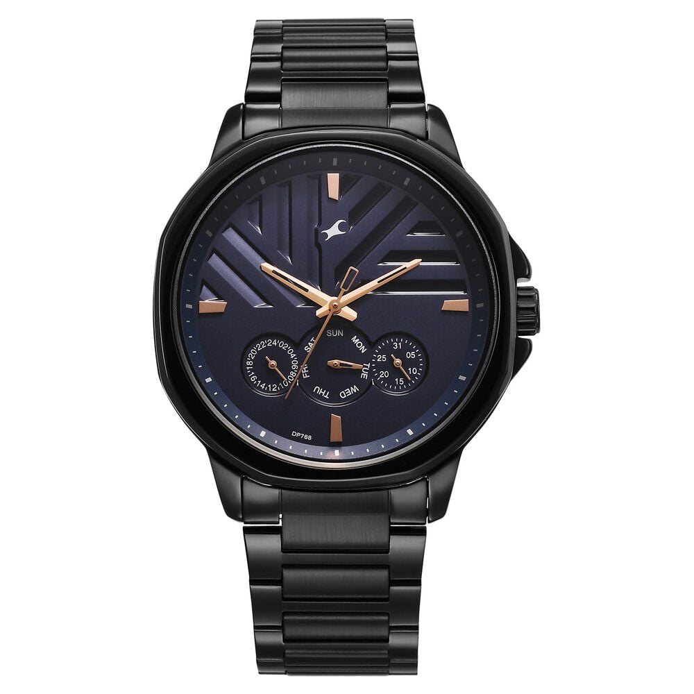[3303NM01] Fastrack Fleek Quartz Multifunction Blue Dial Stainless Steel Strap Watch for Guys