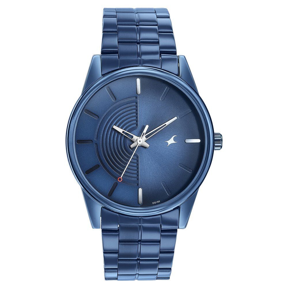 [3305QM02] Fastrack Stunnerse Quartz Analog Blue Dial With Blue Metal Strap Watch for Guys