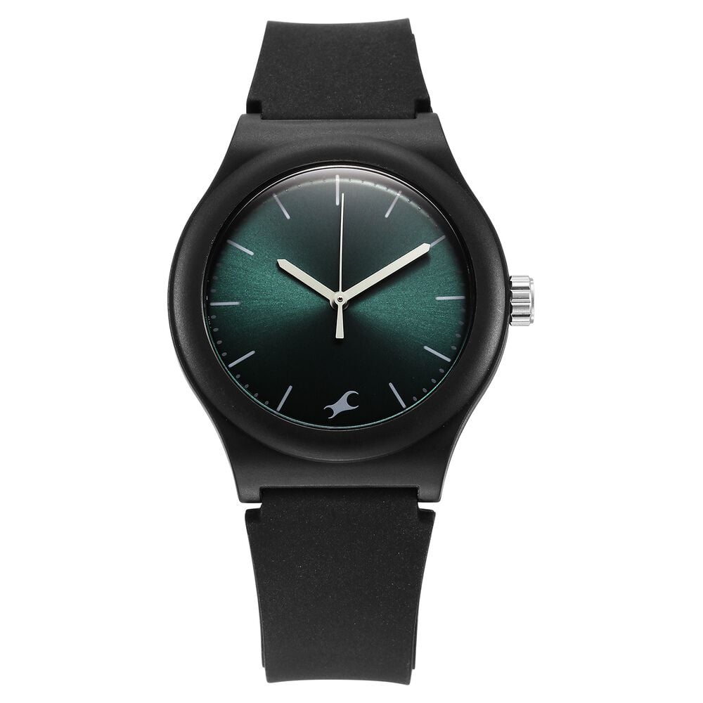 [38037PP23W] Fastrack Tees Urbanique Quartz Analog Green Dial Silicon Strap Watch For Girls