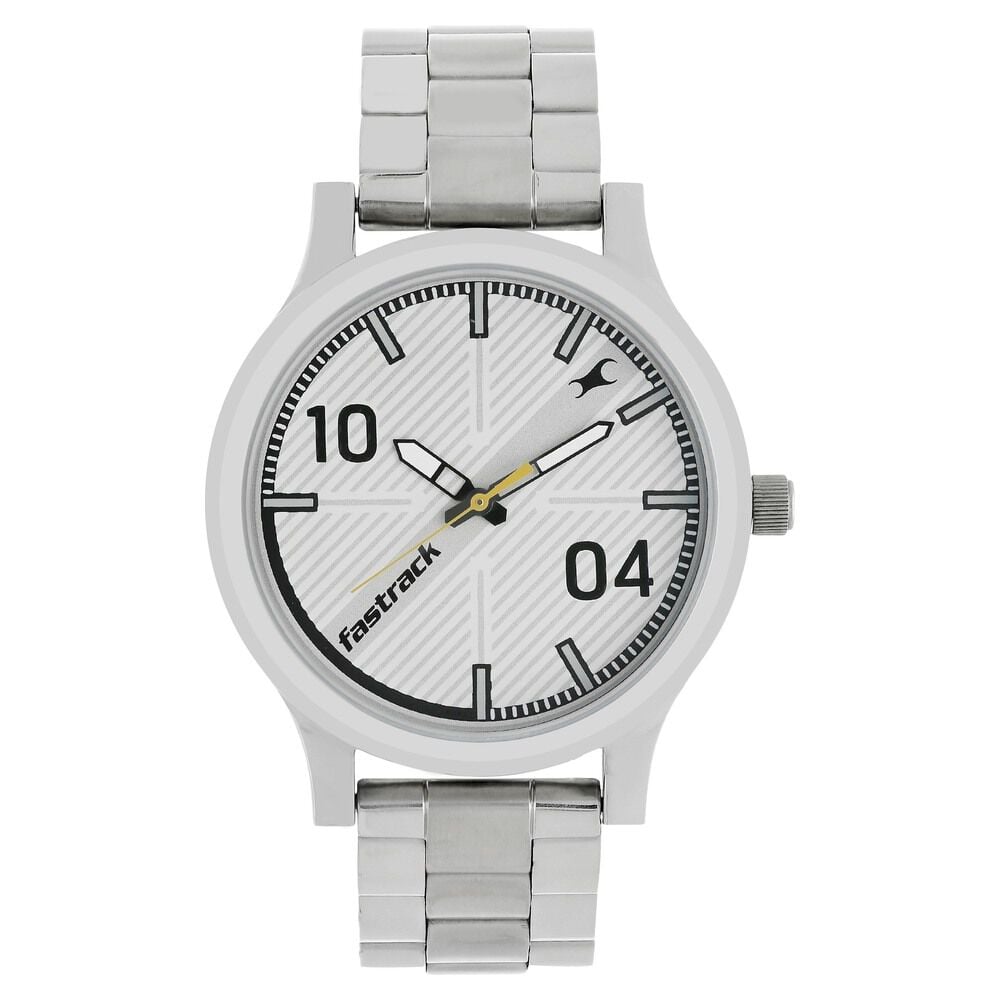 [38051SM03] Fastrack Fundamentals Quartz Analog Blue Dial Stainless Steel Strap Watch for Guys