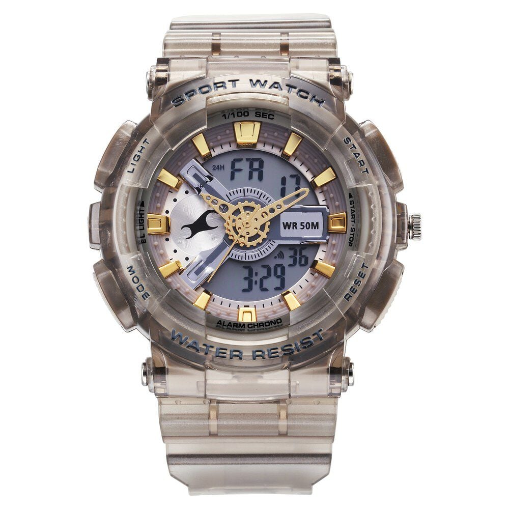 [38116PP02] Fastrack StreetStyle Digital Dial Translucent Grey PU Strap Watch For Guys