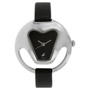 Fastrack Quartz Analog Black Dial Leather Strap Watch for Girls