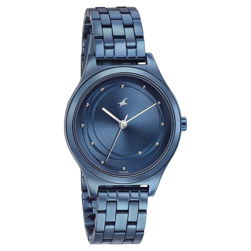 [6152qm01] Fastrack Style Up Blue Dial Stainless Steel Strap Watch for Girls