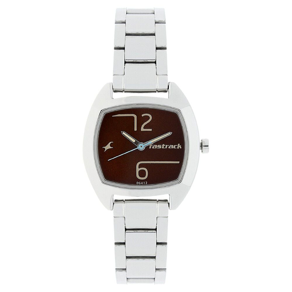 Fastrack Loopholes Quartz Analog with Date White Dial Stainless Steel Strap Watch for Girls