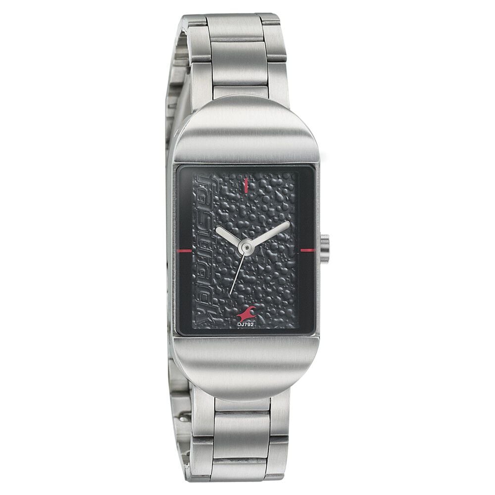 [6201sm01] Fastrack Go Skate Quartz Analog Black Dial Stainless Steel Strap Watch for Girls