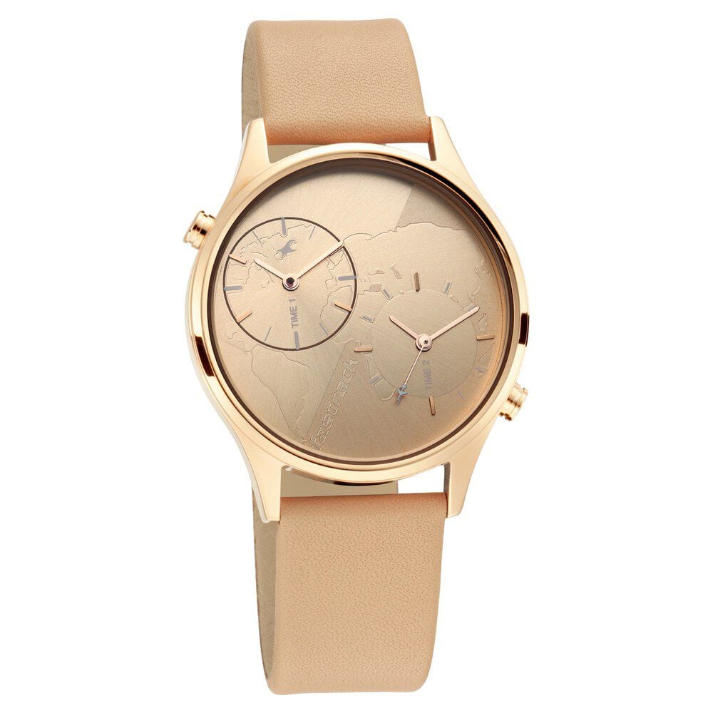 [6229wl01] Fastrack Paint Me Quartz Analog Blue Dial Leather Strap Watch for Girls