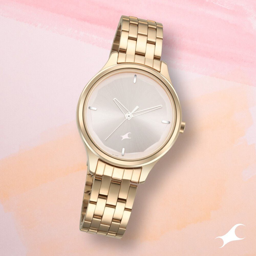 [6248WM01] Fastrack Stunners Quartz Analog Rose gold Dial Metal Strap Watch for Girls