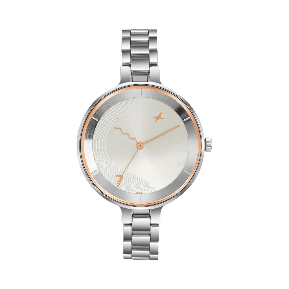 [6265sm02] Fastrack Stunners Quartz Analog Silver dial Stainless Steel Strap Watch for Girls