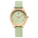 Fastrack Stunners Quartz Analog Green Dial Green Leather Strap Watch For Girls