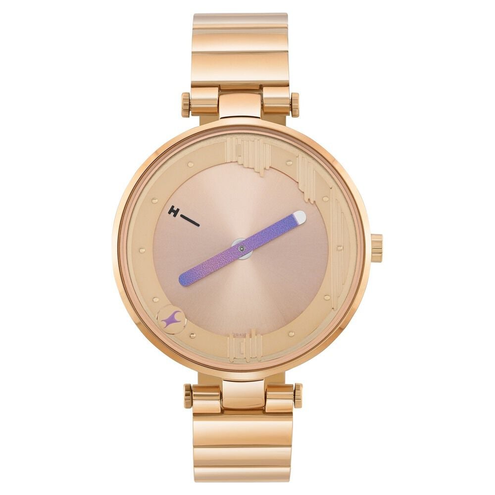 Fastrack MetaWe Quartz Analog Rose Gold Dial Stainless Steel Strap Watch For Girls