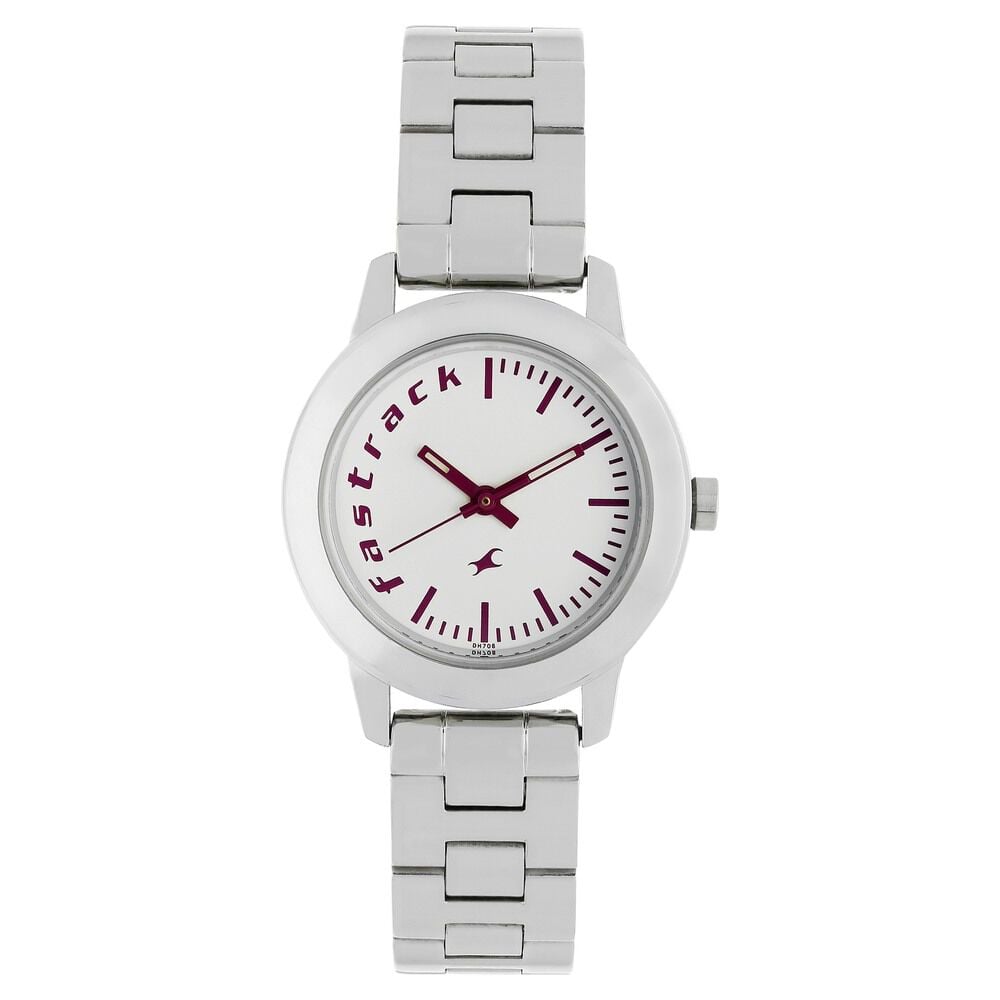 Fastrack Quartz Analog White Dial Leather Strap Watch for Girls
