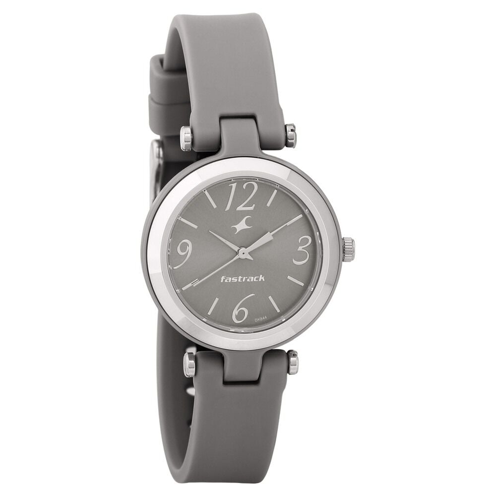 [68015pp02] Fastrack Trendies Quartz Analog Grey Dial Silicone Strap Watch for Girls
