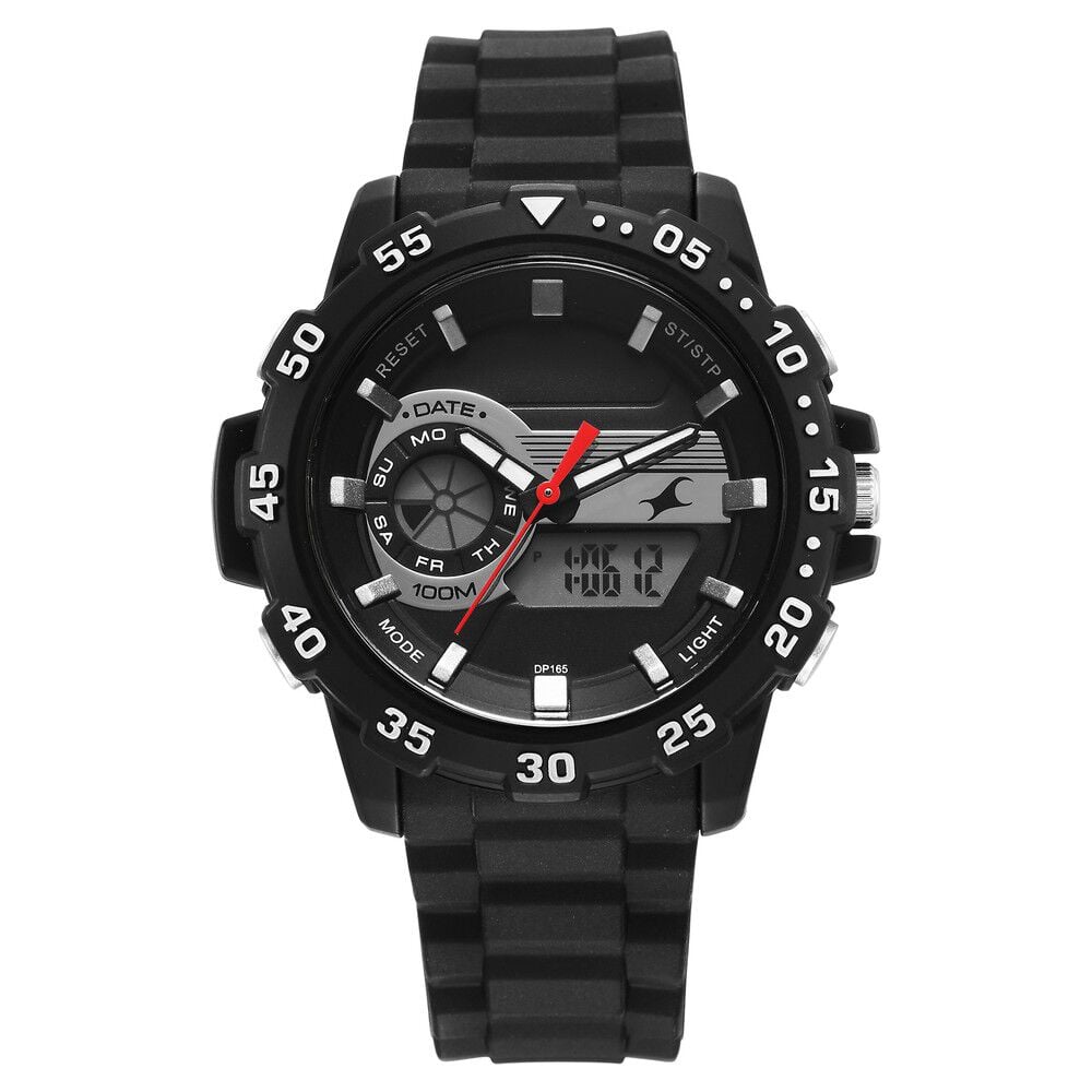 [68029PP01] Fastrack Street line Quartz Analog Digital Black Dial Silicone Strap Watch for Girls