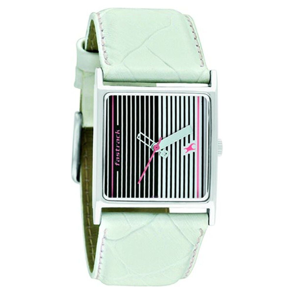 [9735nl01] Fastrack Quartz Analog Black Dial Leather Strap Watch for Girls