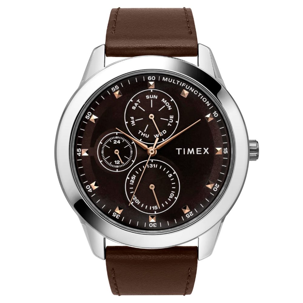 Timex Fashion Men's Brown Dial Round Case Multifunction Function Watch -TWEG18501