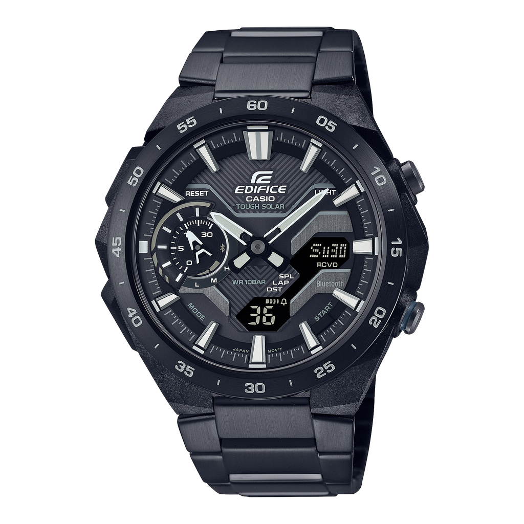 [ED589] CASIO Men EDifice ECB-2200DC-1ADF Black Ana-Digi Dial Black Stainless Steel Band ED589